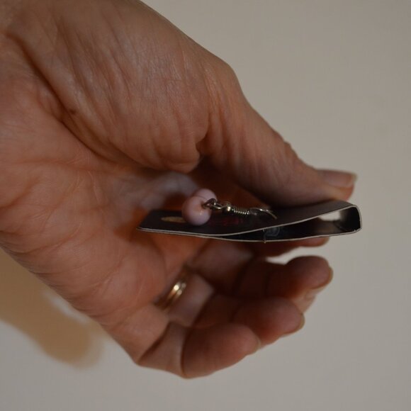 PAPARAZZI (R) Earrings Hanging Cream Pink Beads - 1/4' on Silverton Wire Hooks - Picture 3 of 4